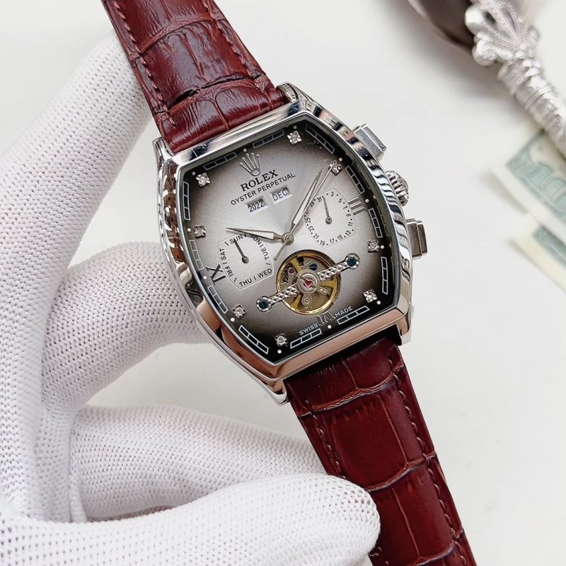 Rolex Oyster Perpetual Tonneau Silver Dial Automatic Watch