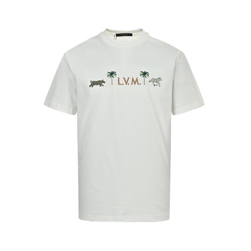 Cream Embroidered Palm Logo Short Sleeve T-Shirt view