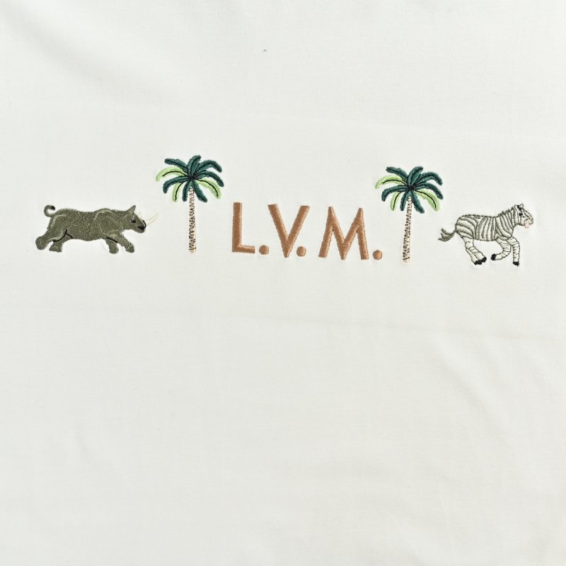 Cream Embroidered Palm Logo Short Sleeve T-Shirt view