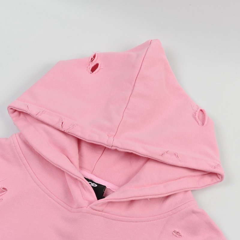 Pink Chain Graphic Distressed Hoodie view