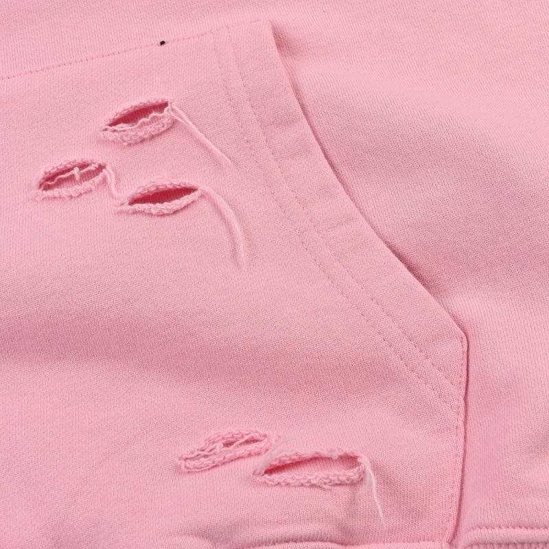 Pink Chain Graphic Distressed Hoodie view