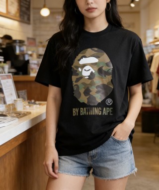 A Bathing Ape Camo Head Black T-Shirt view 2