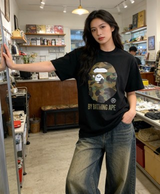 A Bathing Ape Camo Head Black T-Shirt view 4