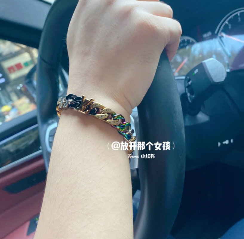 Louis Vuitton LV Chain Links Colorful Letter Cuban Bracelet