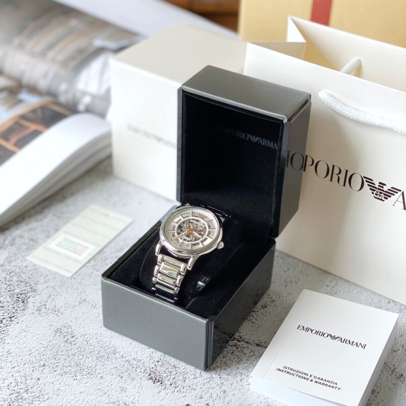Emporio Armani AR1980 Silver Skeleton Automatic Watch