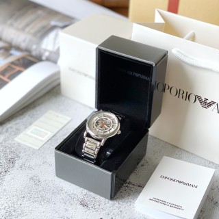 Emporio Armani AR1980 Silver Skeleton Automatic Watch