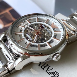 Emporio Armani AR1980 Silver Skeleton Automatic Watch view 3