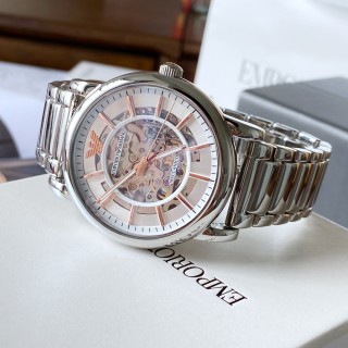 Emporio Armani AR1980 Silver Skeleton Automatic Watch view 5