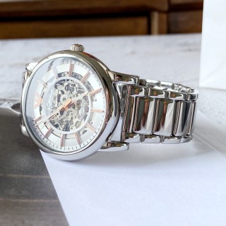 Emporio Armani AR1980 Silver Skeleton Automatic Watch view 9