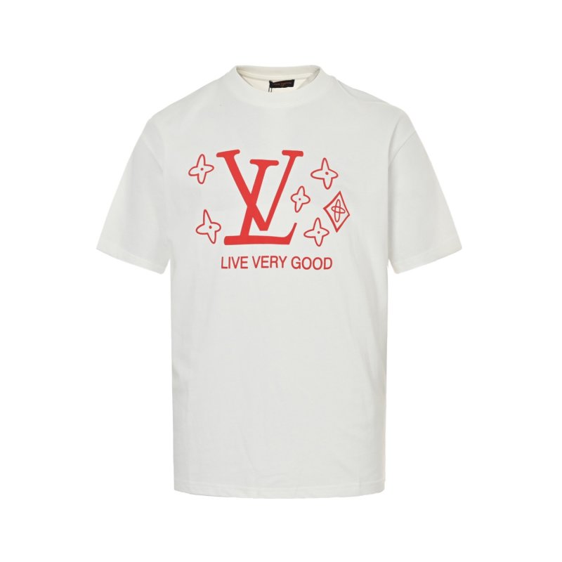 Louis Vuitton 'Live Very Good' Red Logo White T-Shirt view