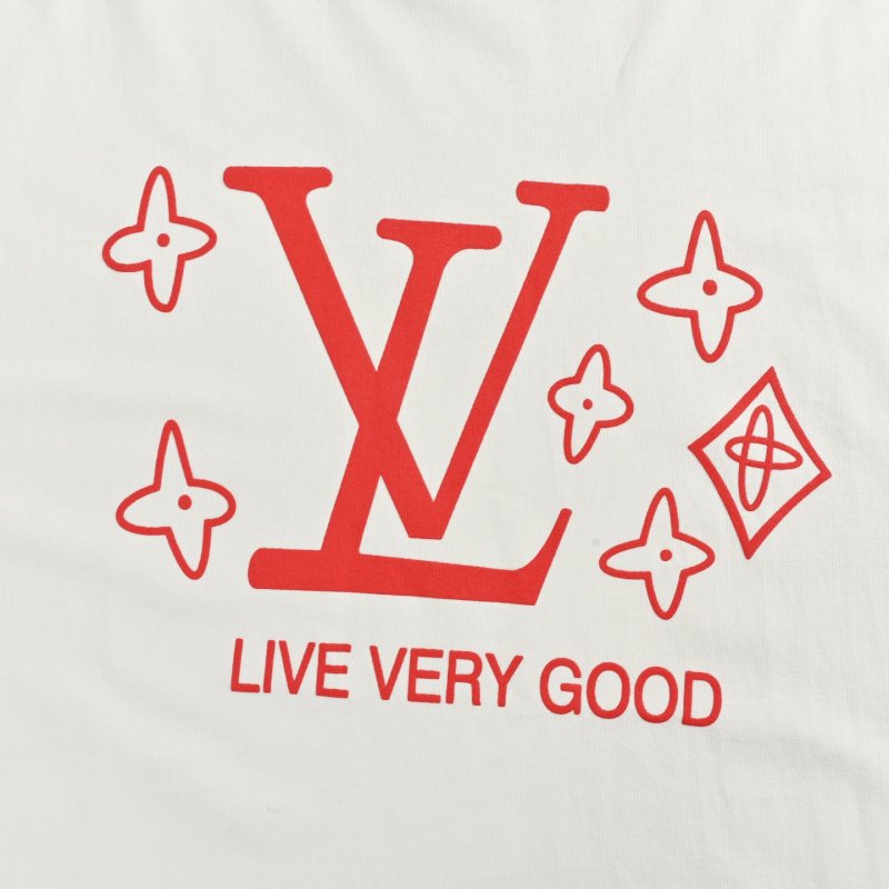 Louis Vuitton 'Live Very Good' Red Logo White T-Shirt view