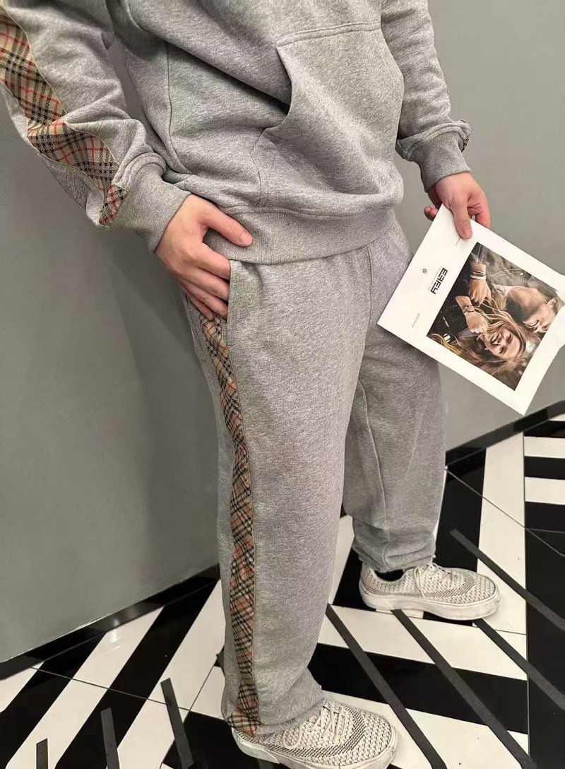 Essentials Grey Joggers with Textured Side Stripe view
