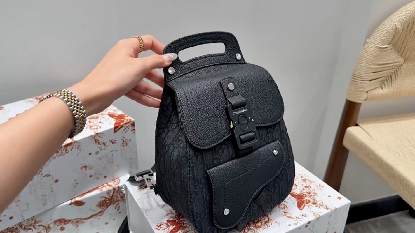Dior Saddle Backpack Black Leather