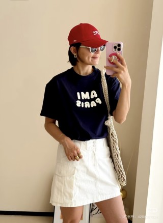 AMI Paris Black Logo T-Shirt view 3