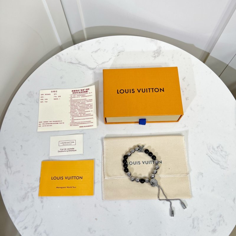 Louis Vuitton Monogram Beads Bracelet Silver Black view