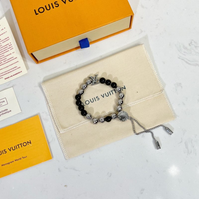 Louis Vuitton Monogram Beads Bracelet Silver Black view