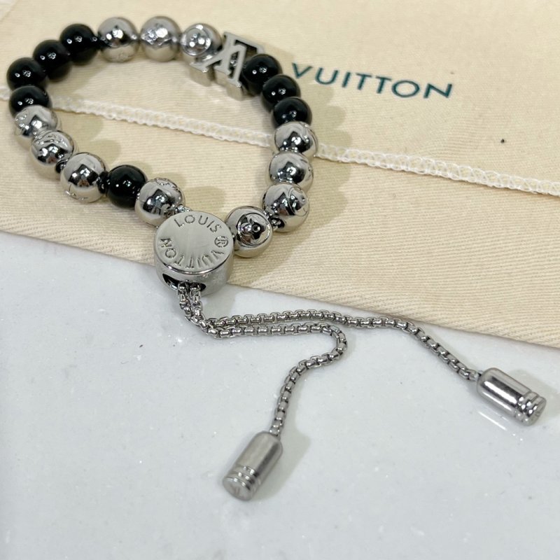 Louis Vuitton Monogram Beads Bracelet Silver Black view