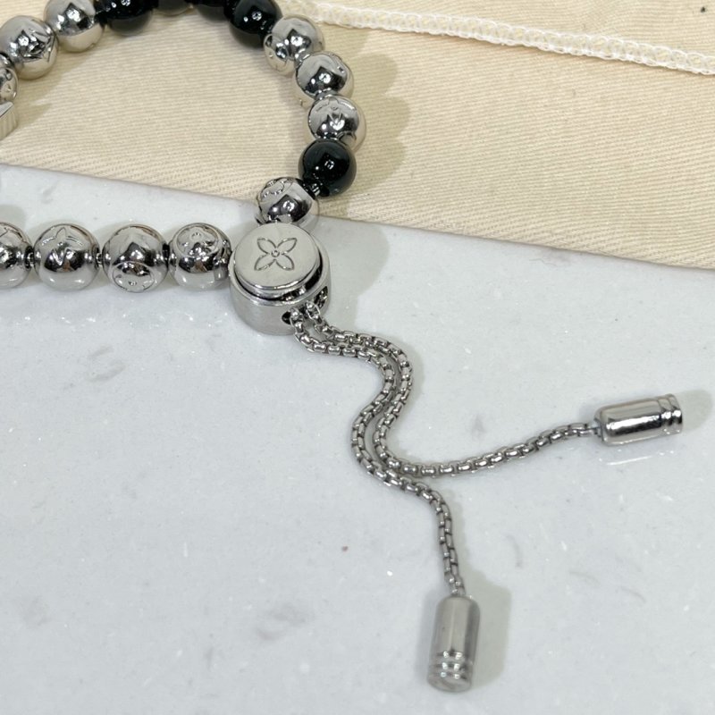 Louis Vuitton Monogram Beads Bracelet Silver Black view