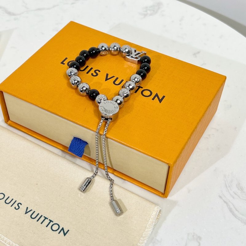 Louis Vuitton Monogram Beads Bracelet Silver Black view
