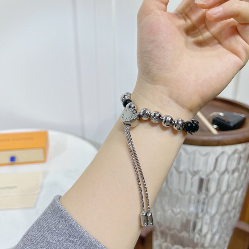 Louis Vuitton Monogram Beads Bracelet Silver Black view