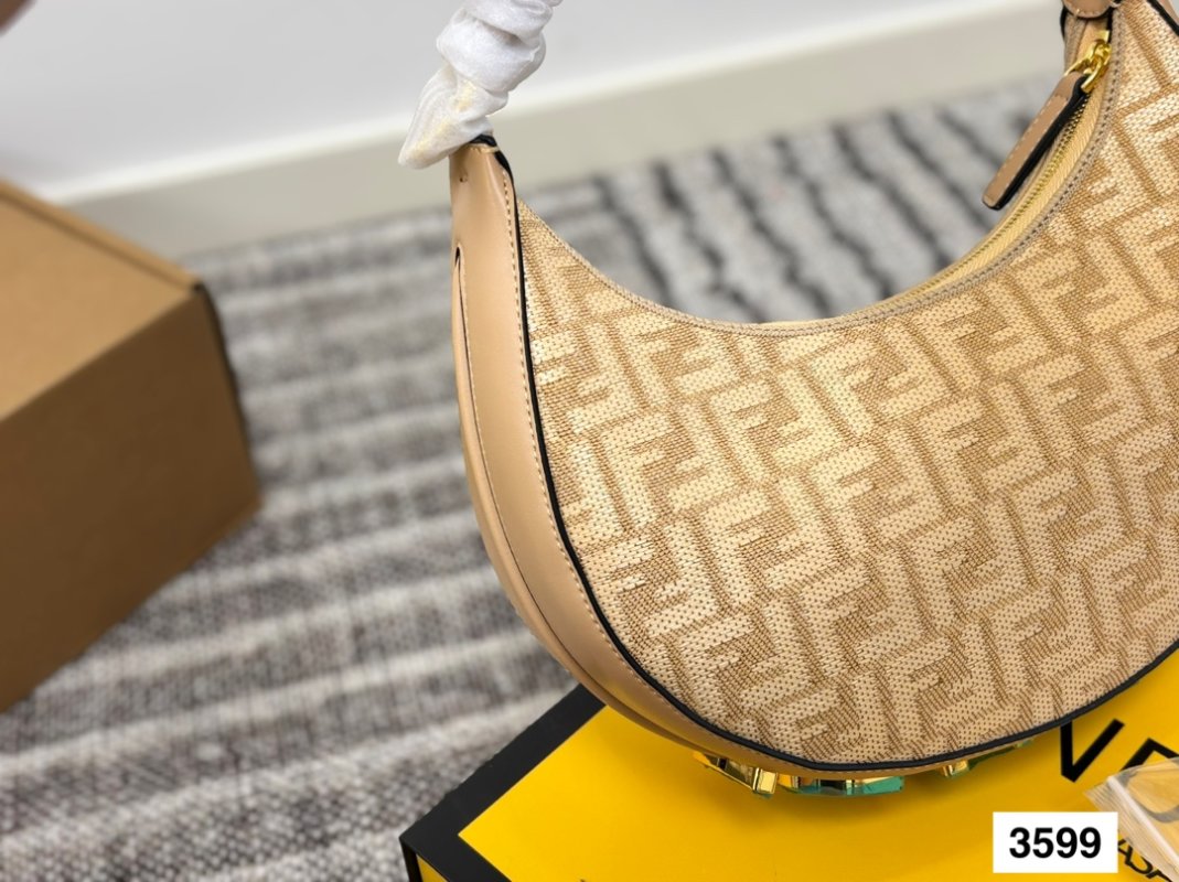 Fendi Half-Moon Underarm Bag Beige Monogram view