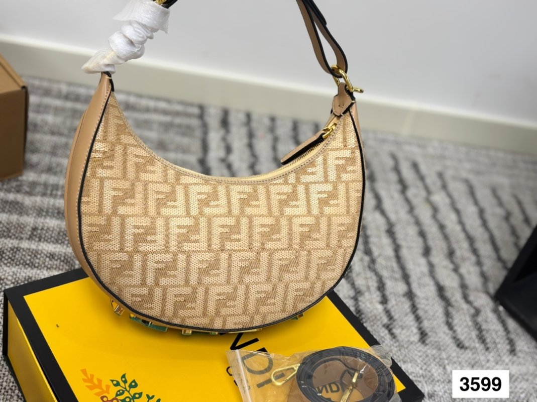 Fendi Half-Moon Underarm Bag Beige Monogram view