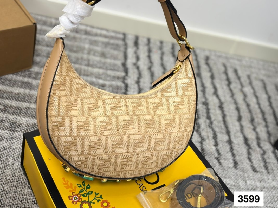 Fendi Half-Moon Underarm Bag Beige Monogram view