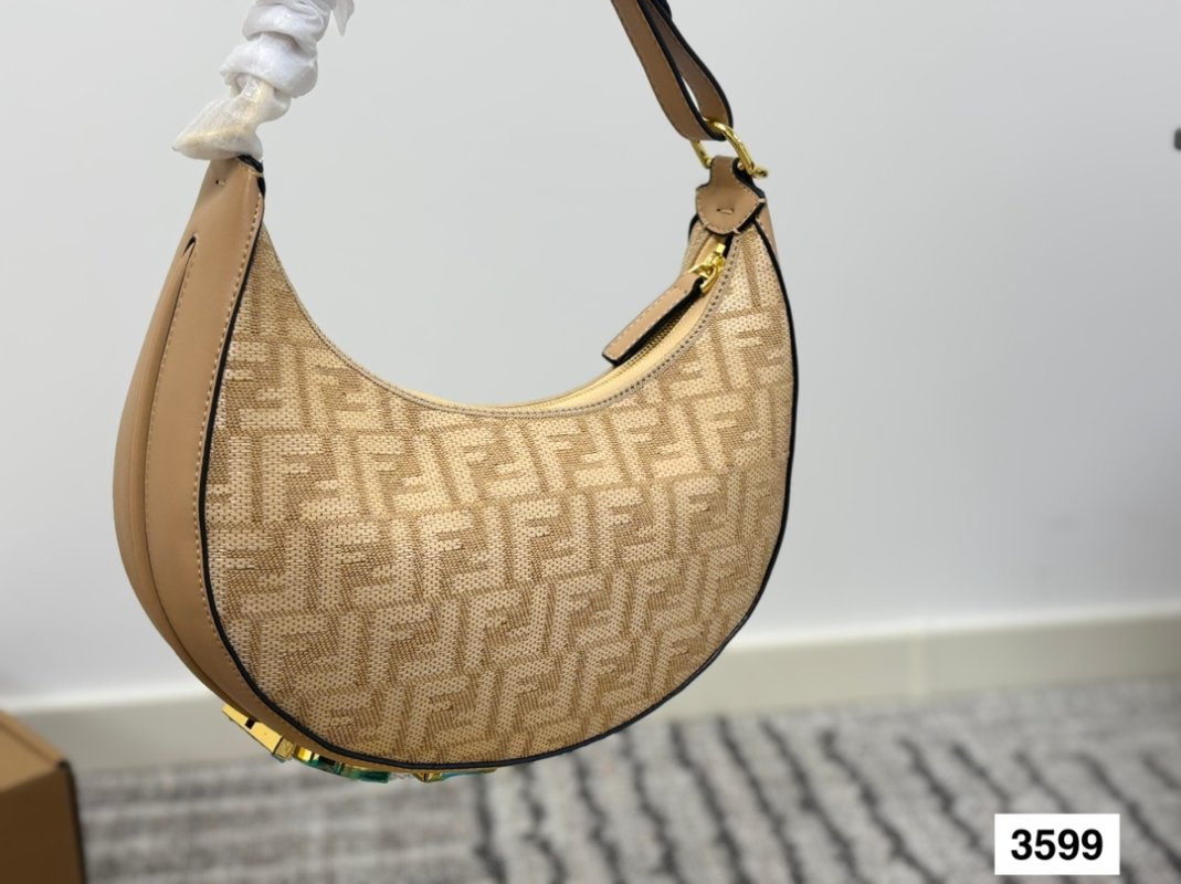 Fendi Half-Moon Underarm Bag Beige Monogram view