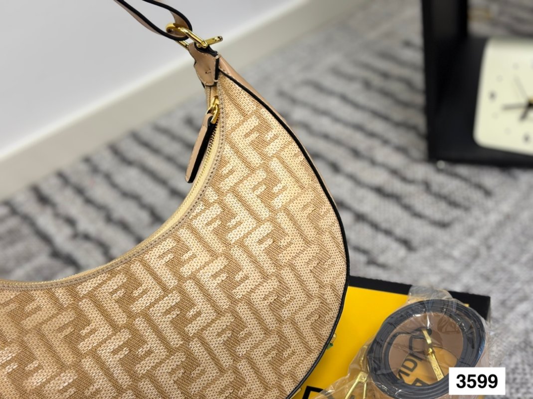 Fendi Half-Moon Underarm Bag Beige Monogram view