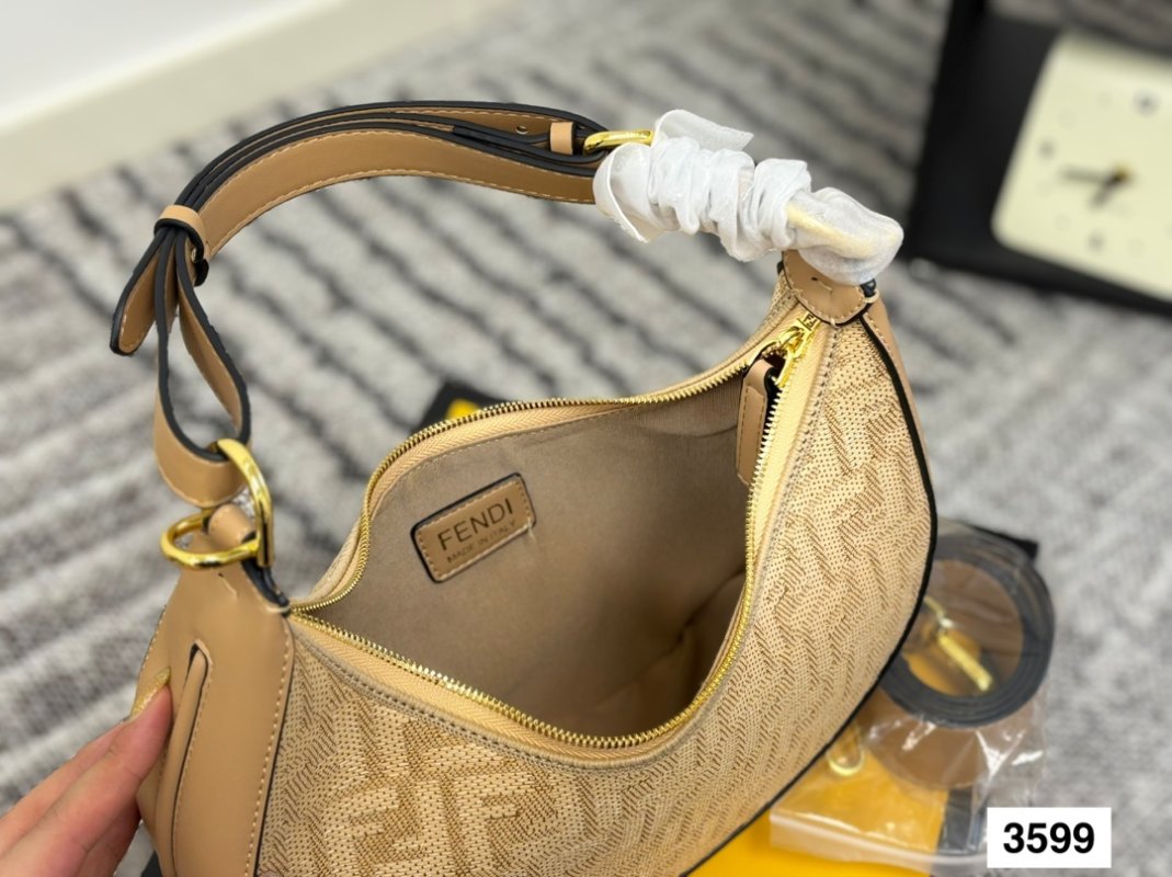 Fendi Half-Moon Underarm Bag Beige Monogram view