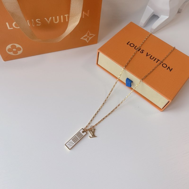 Louis Vuitton Gold Enamel Damier Pendant Necklace view