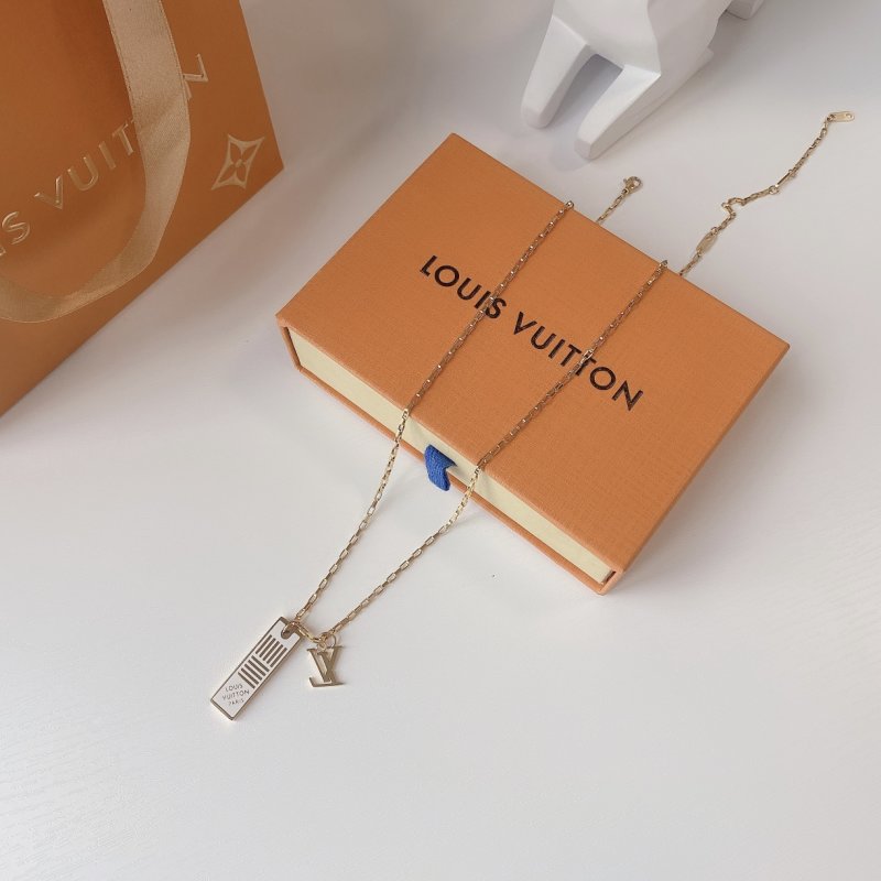 Louis Vuitton Gold Enamel Damier Pendant Necklace view