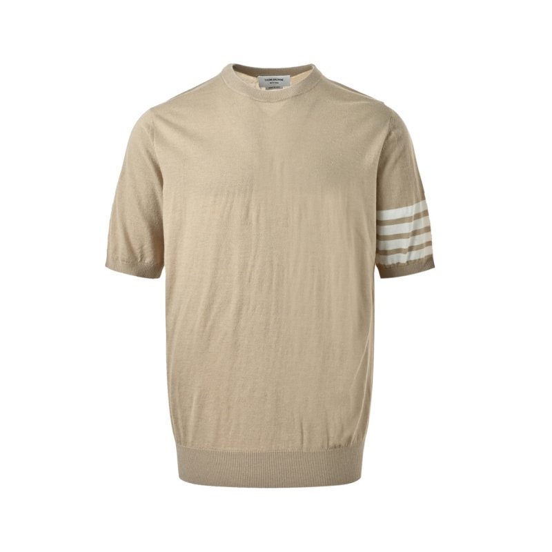 Essentials Beige Stripe Short Sleeve T-Shirt view