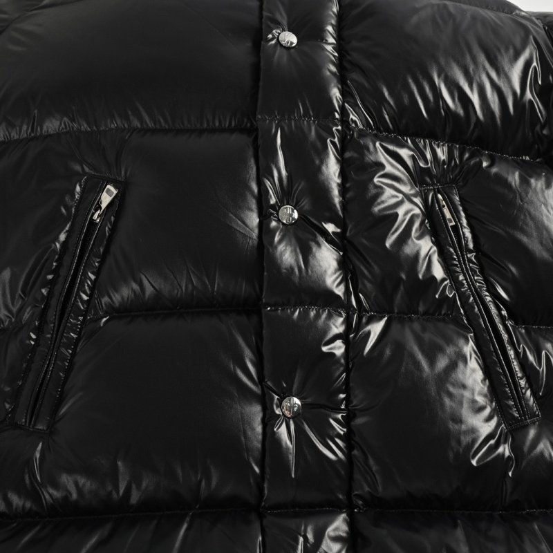 Black Puffy Long Down Jacket with Belt view