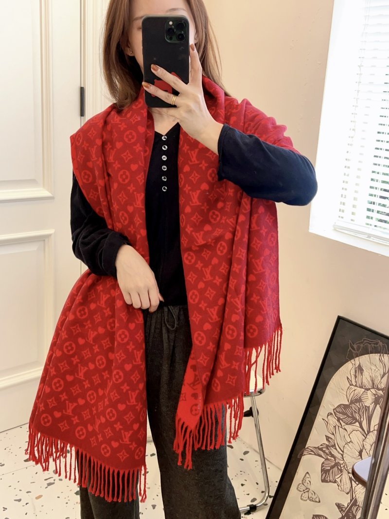 Louis Vuitton Monogram Red Wool Scarf 60x180cm view