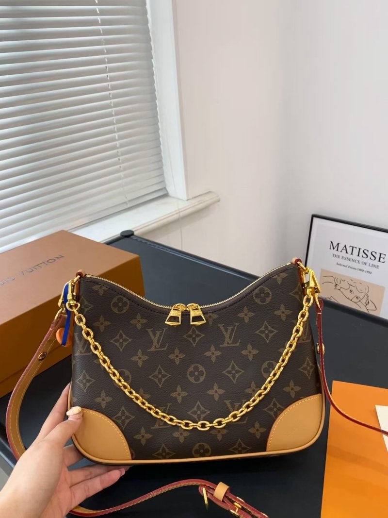 Louis Vuitton Monogram Canvas Shoulder Bag with Gold Chain