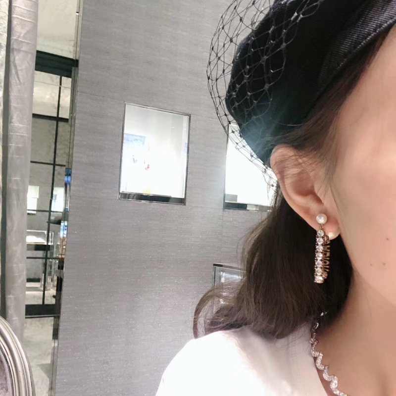 Pearl Letter Drop Earrings - Rose Gold