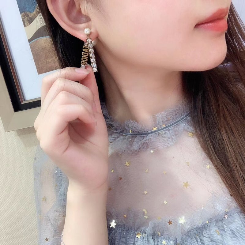 Pearl Letter Drop Earrings - Rose Gold view