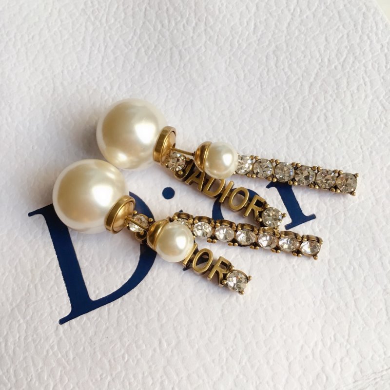 Pearl Letter Drop Earrings - Rose Gold view