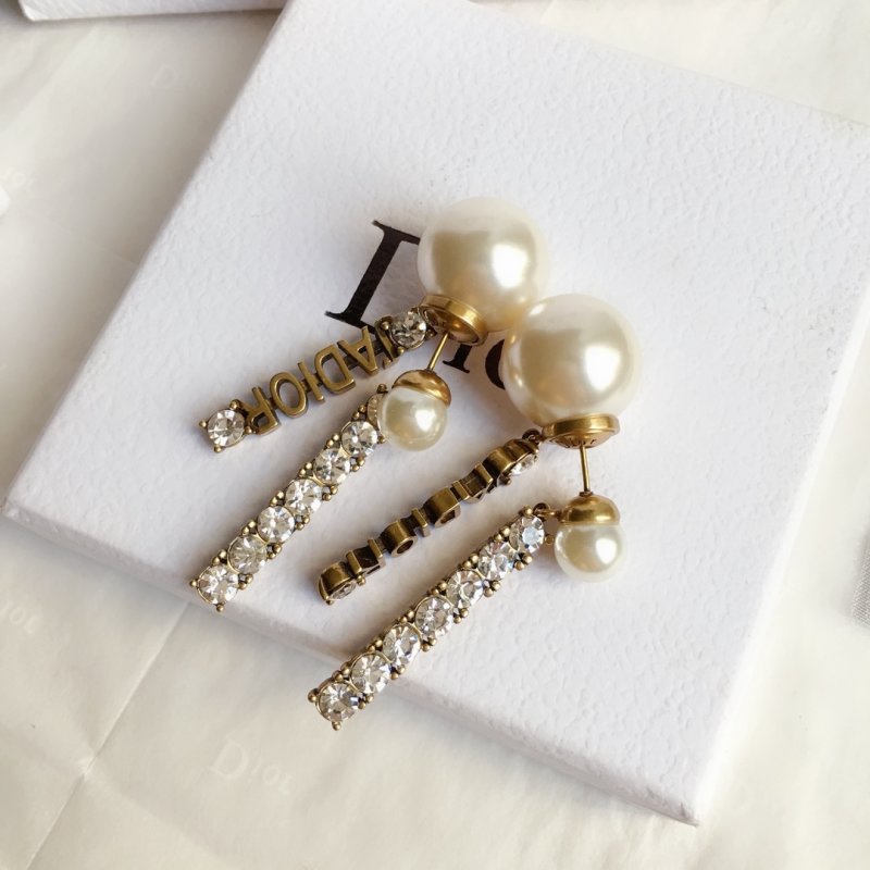 Pearl Letter Drop Earrings - Rose Gold view