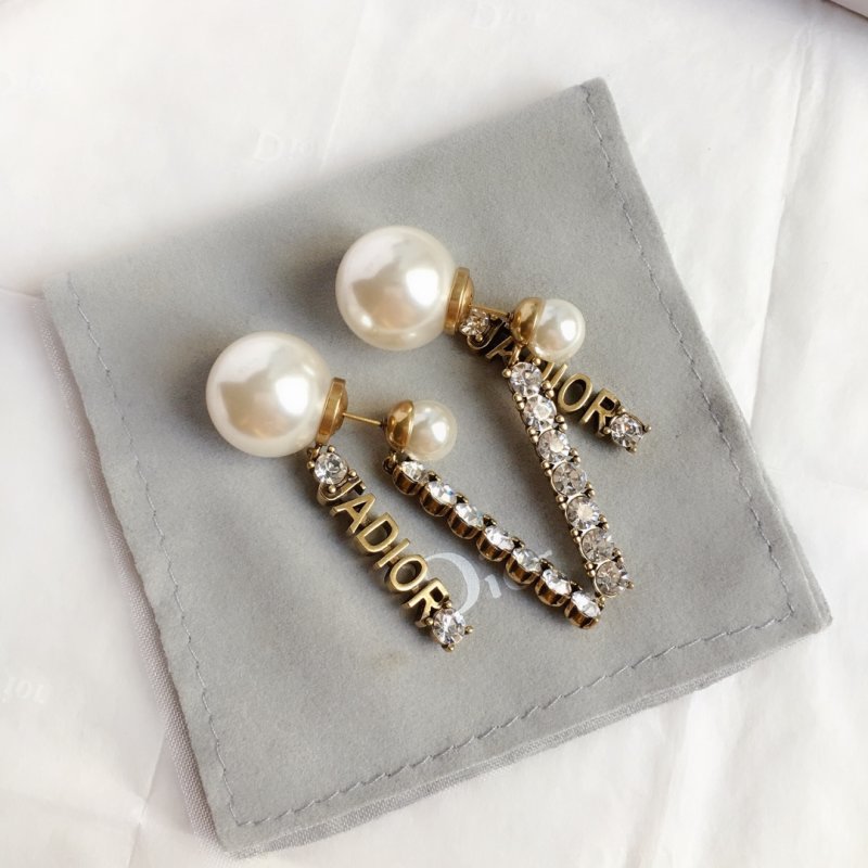Pearl Letter Drop Earrings - Rose Gold view