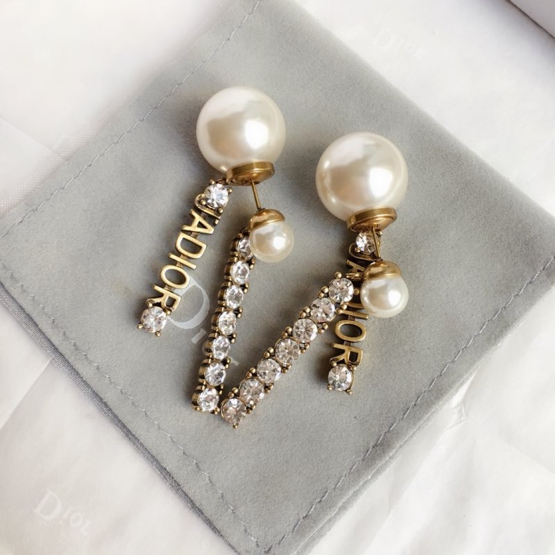 Pearl Letter Drop Earrings - Rose Gold view