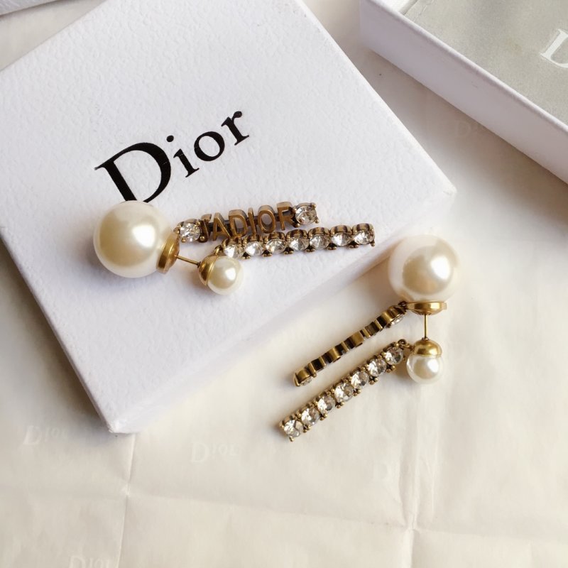 Pearl Letter Drop Earrings - Rose Gold view