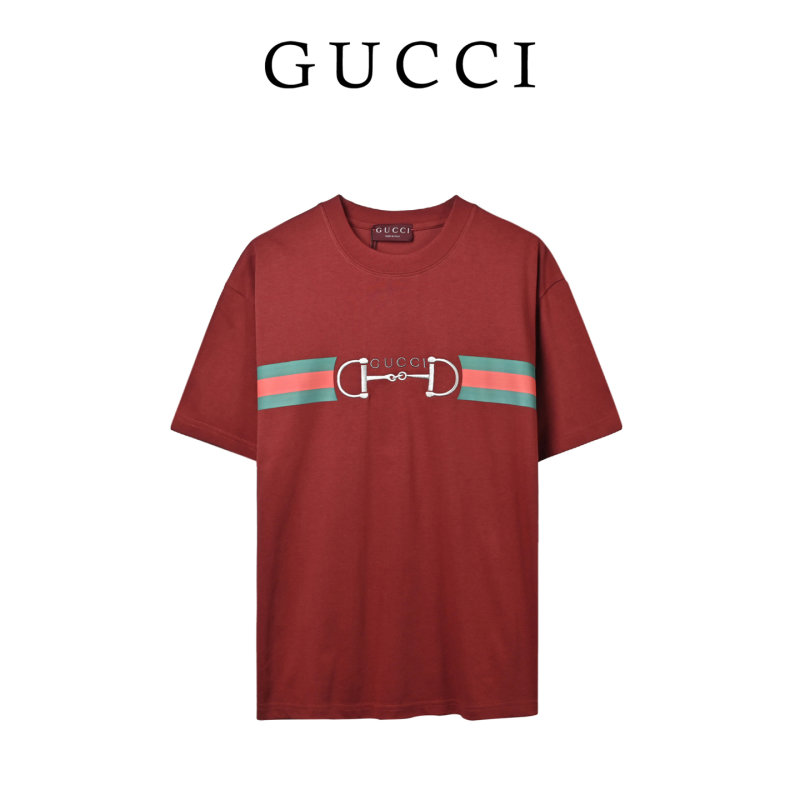 Gucci Horsebit Stripe T-Shirt Burgundy view
