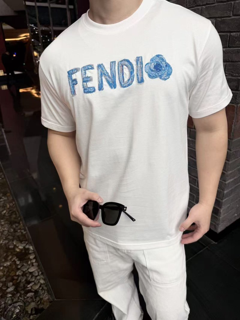 Fendi Blue Logo White T-Shirt