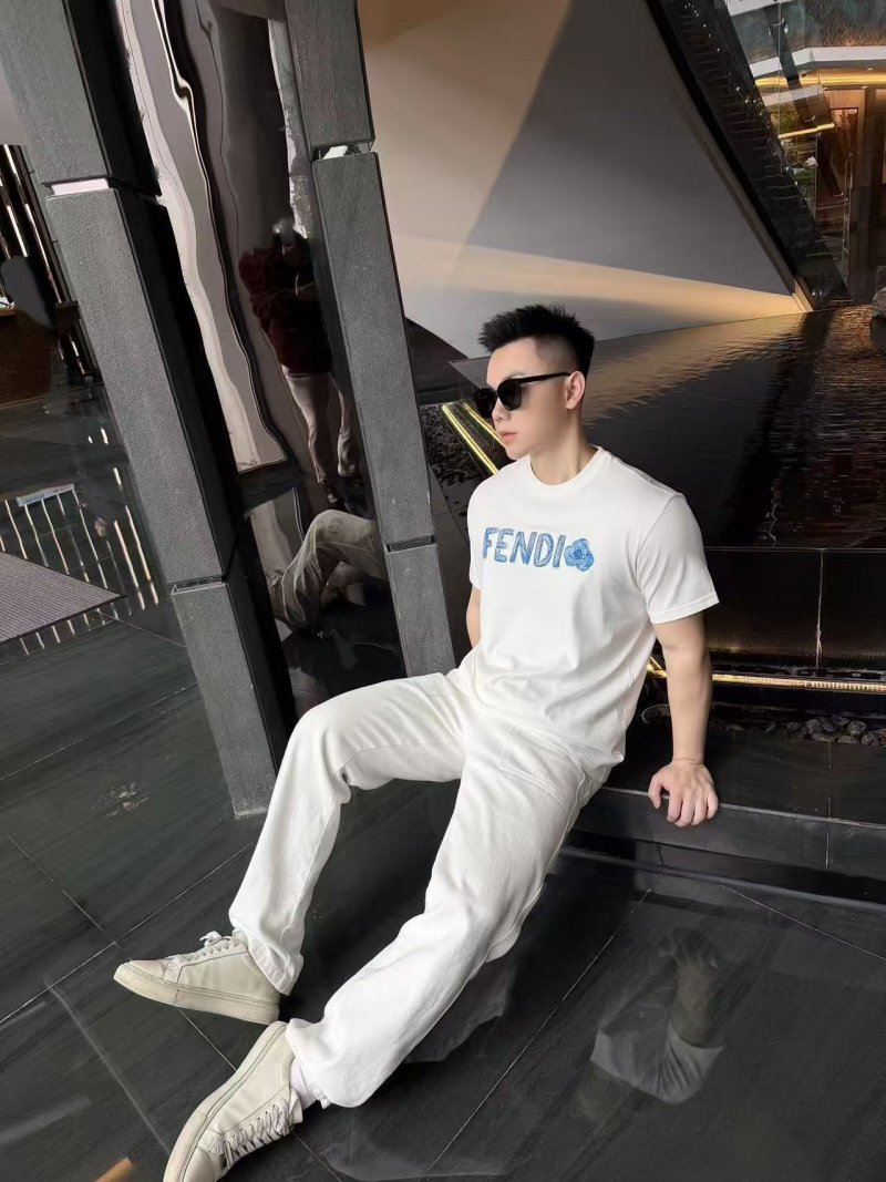 Fendi Blue Logo White T-Shirt view