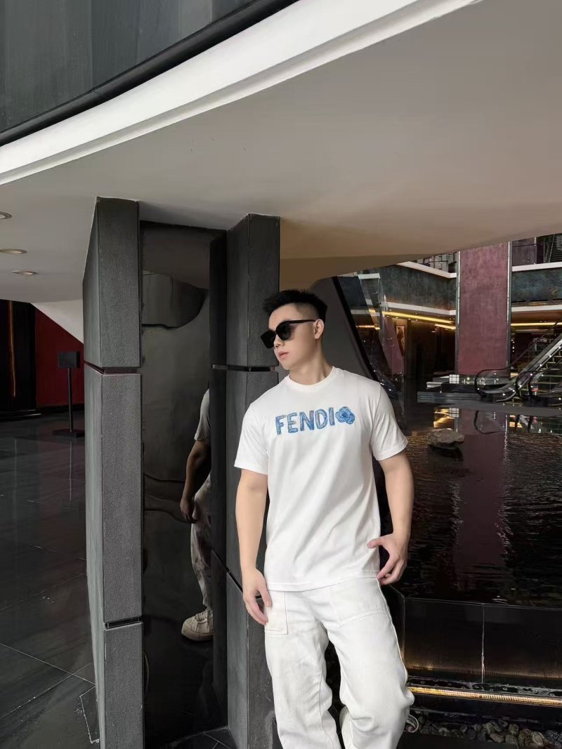 Fendi Blue Logo White T-Shirt view