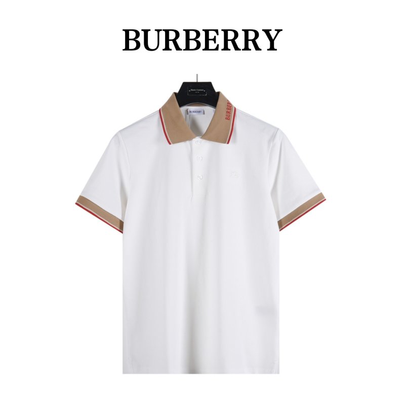 Burberry 25SS Collar Stripe Logo Short Sleeve Polo White