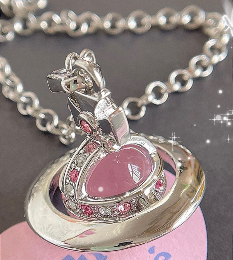 Vivienne Westwood Saturn Orb Pink Crystal Pendant Necklace view