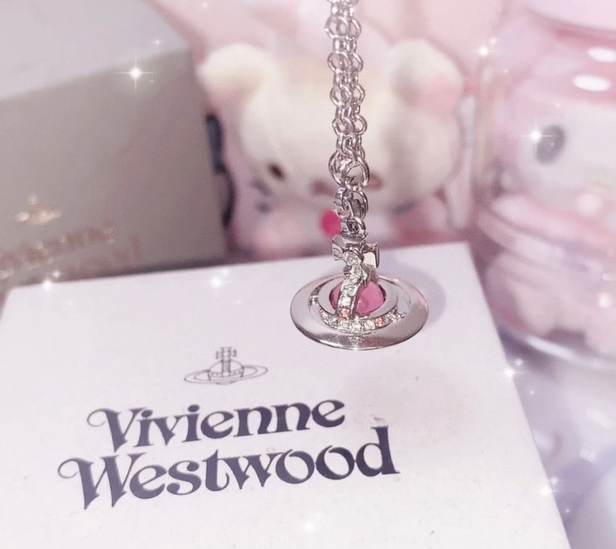 Vivienne Westwood Saturn Orb Pink Crystal Pendant Necklace view